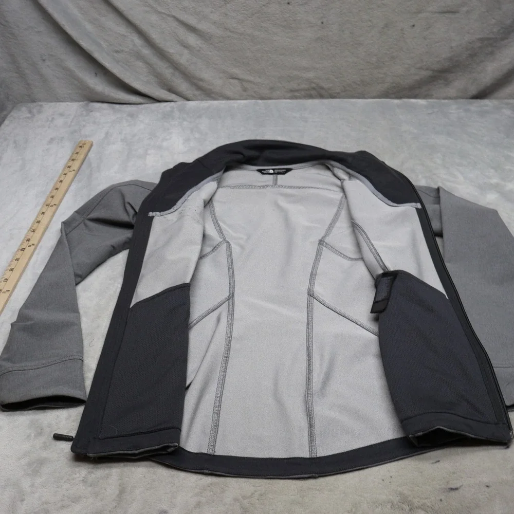 North Face Jacket Womens Small Grey Tech Stretch Softshell Full Zip Windwall Y2K